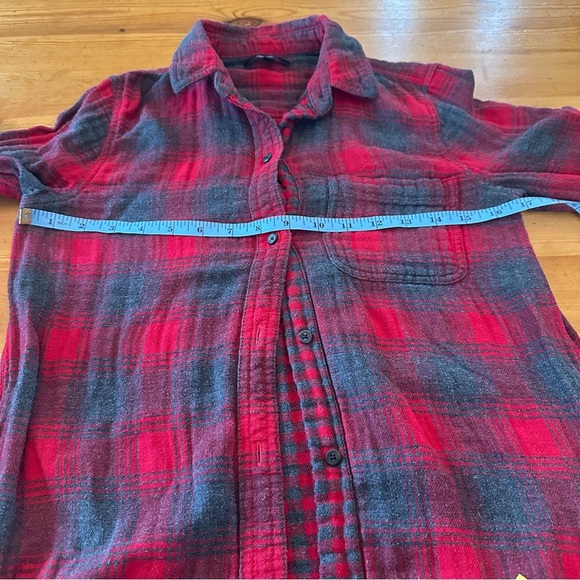 Madewell red gray flannel button down with pockets women XS Cotton - Picture 9 of 12
